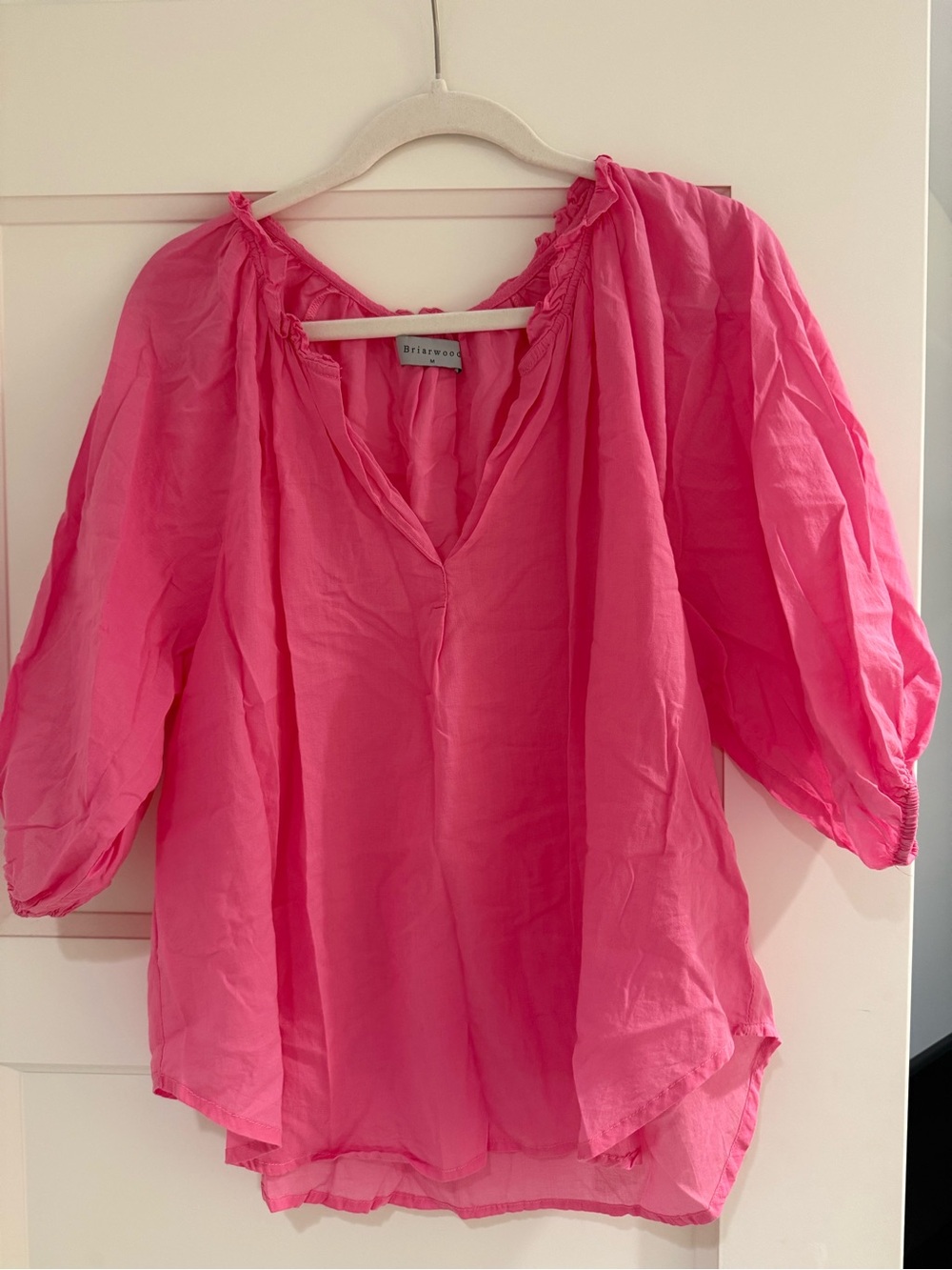 Bright Pink Flowing Women's Peasant Blouse